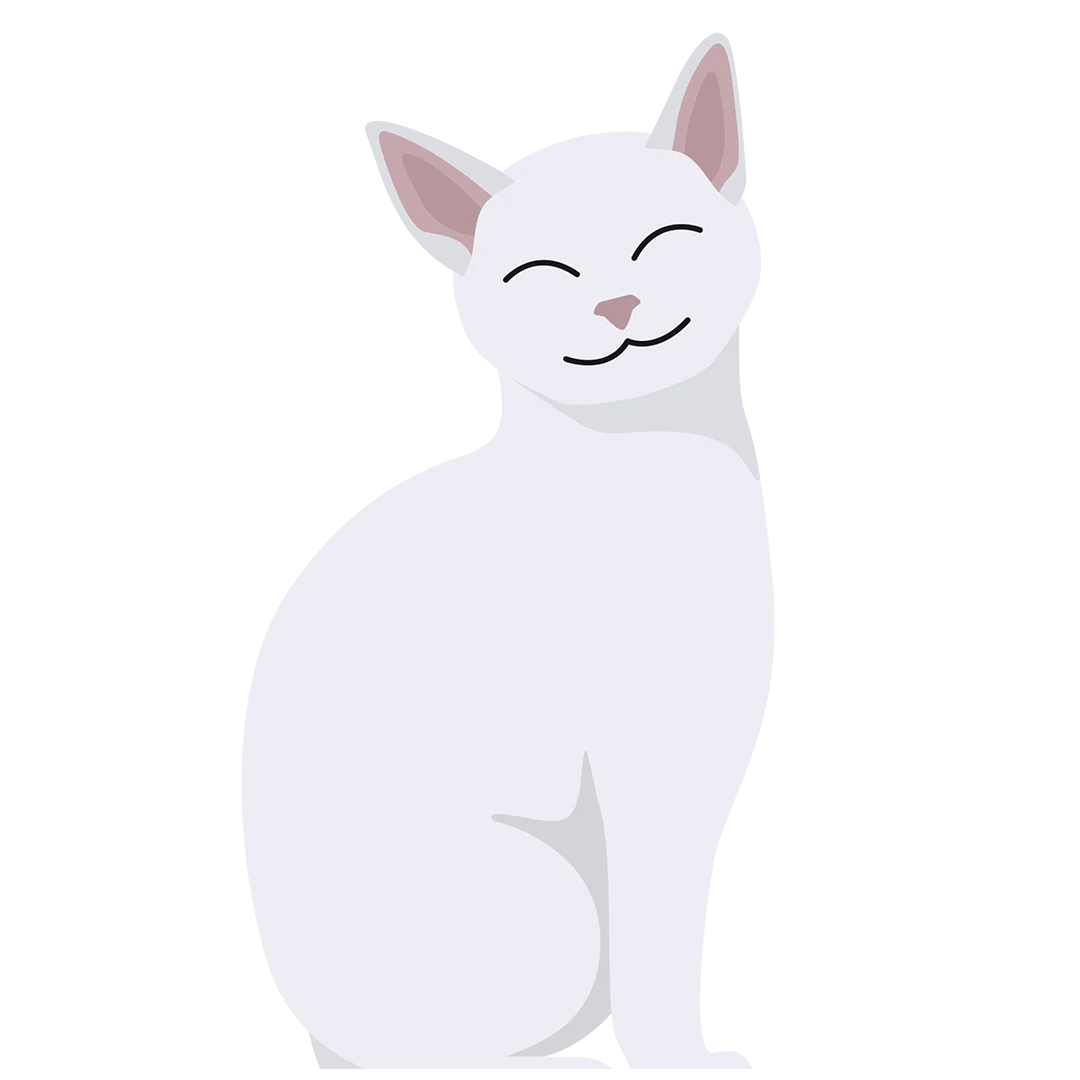 Illustration of White Cat Sitting and Smiling