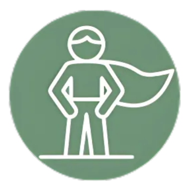 Superhero with cape standing proudly