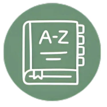 White outline of a dictionary
